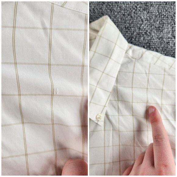 Brooks Brothers Slim Fit 17 35 Non-iron White Beige Check Long Sleeve Button Up - Picture 14 of 16